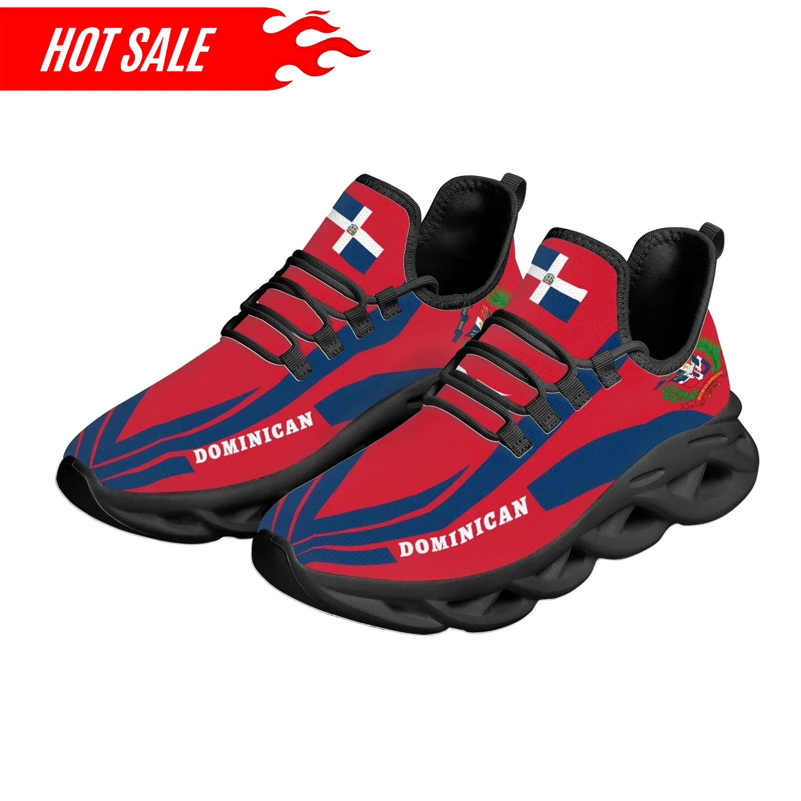 Hot Dominican Flag National Em - đánh giá và giá Knit Fabric Lace Up Sneakers