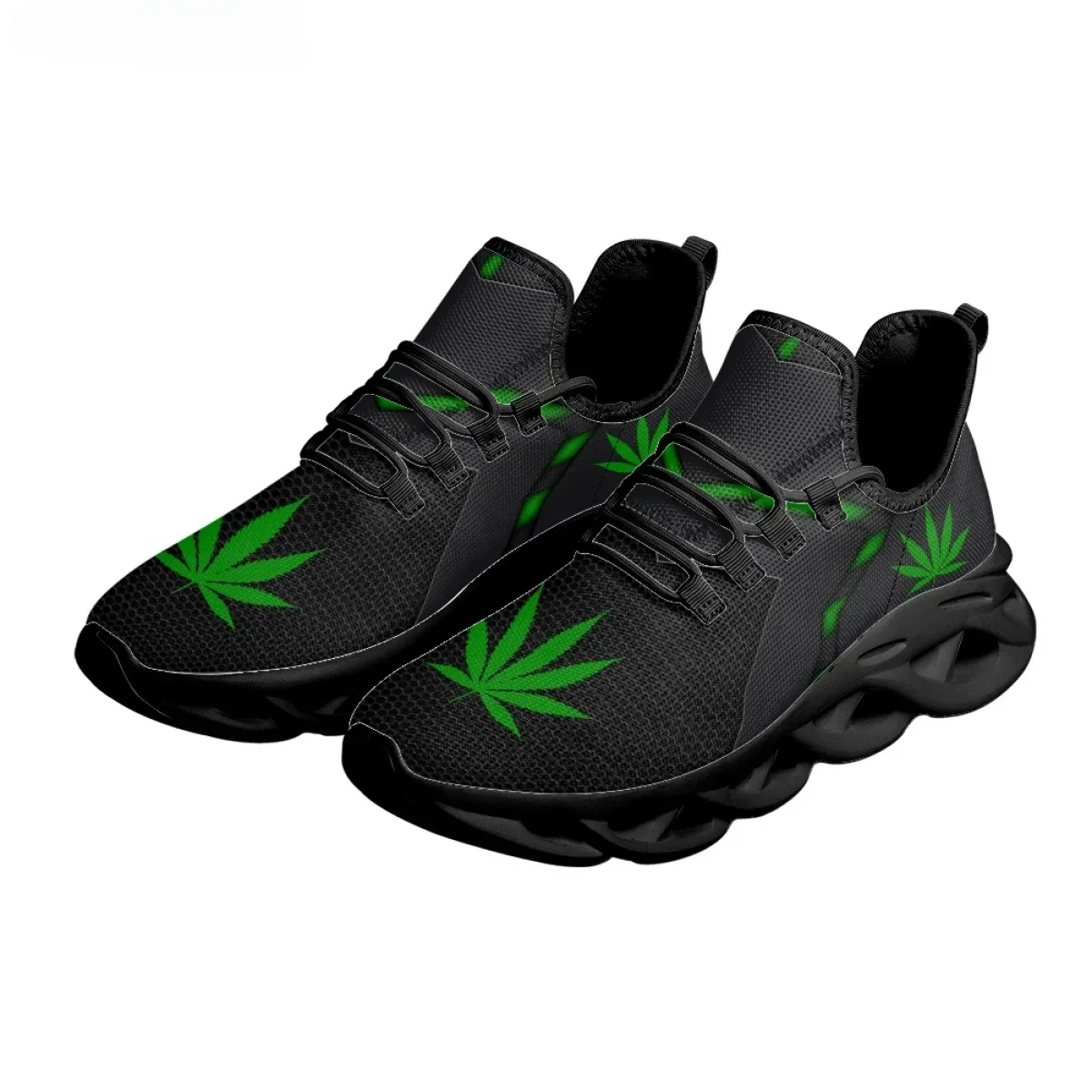 Green Weed Leaves Printing Ath - đánh giá và giá Breathable Mesh Athletic Shoes