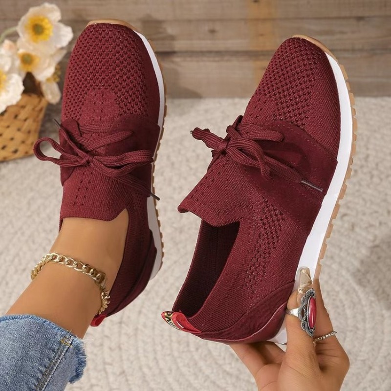 New Black Knit Breathable Wome - đánh giá và giá Knit Fabric Lace Up Sneakers