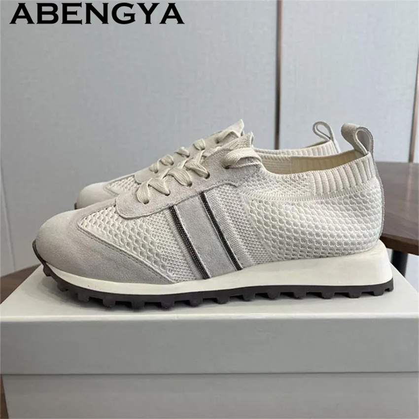2026 Spring Hot Sale Knitted L - đánh giá và giá Knit Fabric Lace Up Sneakers