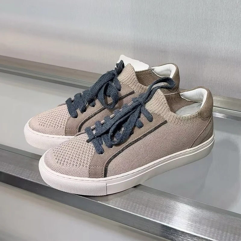 Women Knit Breathable Sneakers - đánh giá và giá Knit Fabric Lace Up Sneakers