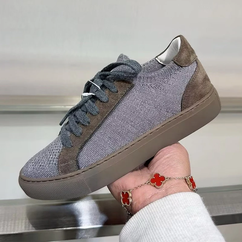 Women Knit Breathable Sneakers - đánh giá và giá Knit Fabric Lace Up Sneakers