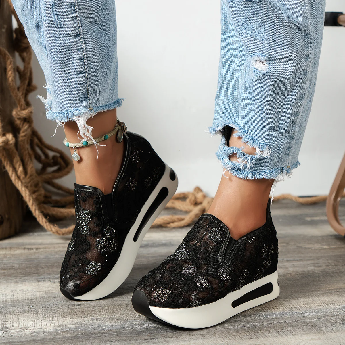 Lace Flats Platform Women Spor - đánh giá và giá Breathable Mesh Athletic Shoes