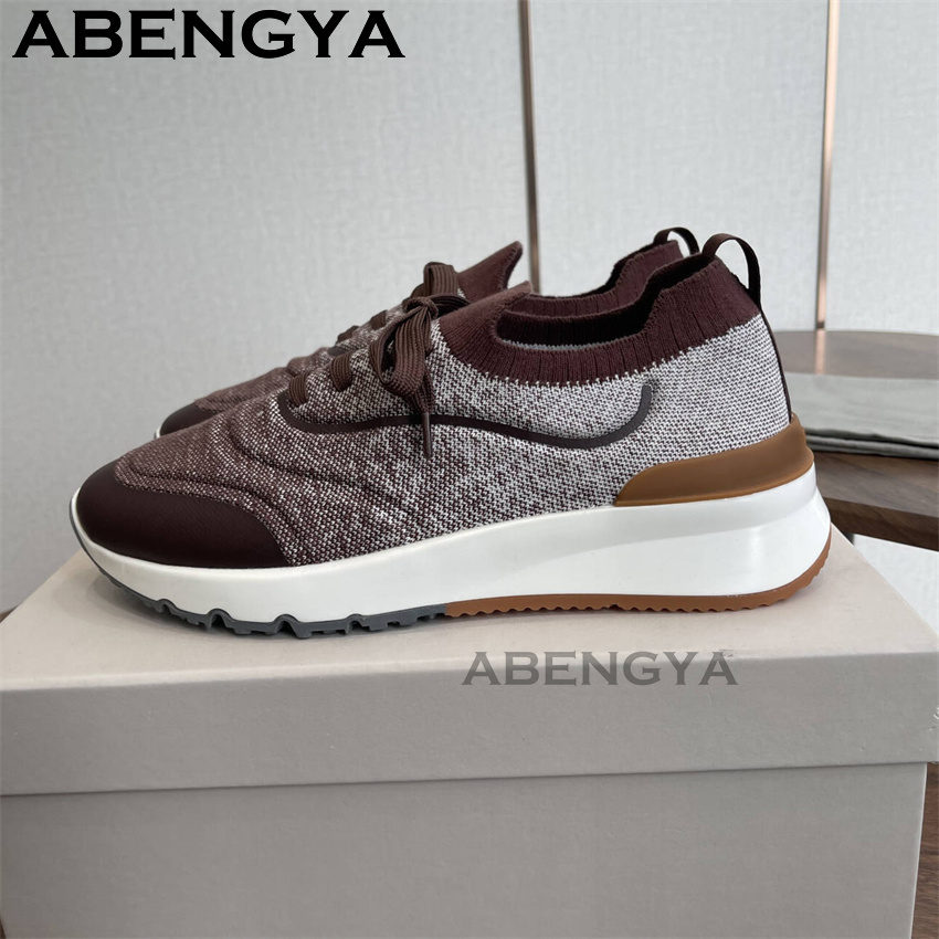 Men New Multicolour Knitted lo - đánh giá và giá Knit Fabric Lace Up Sneakers