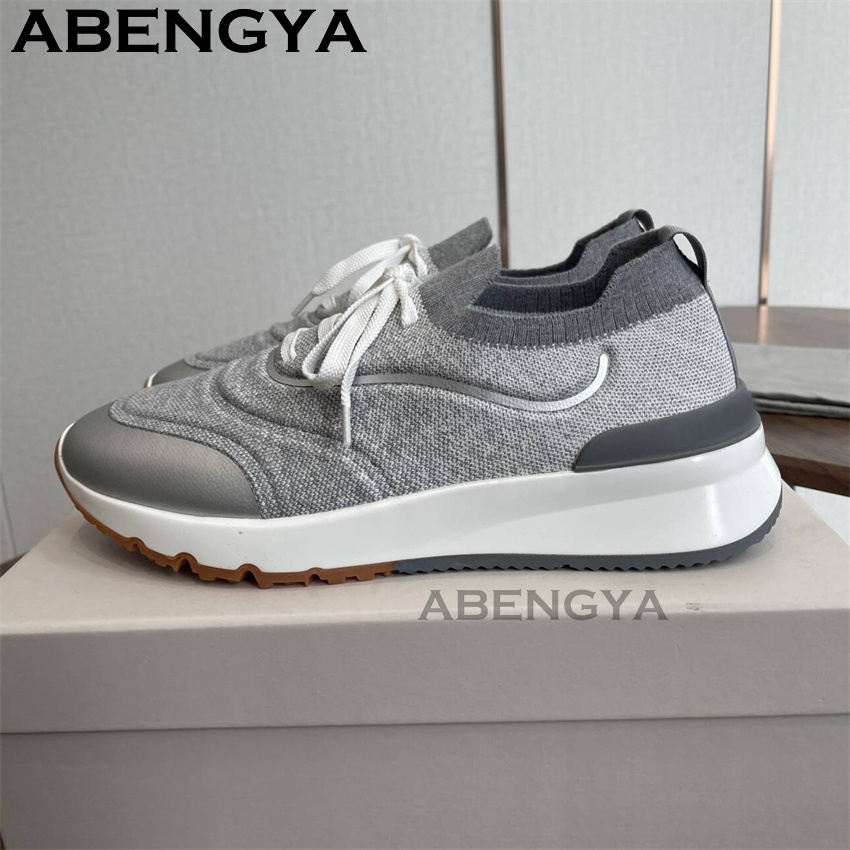 Men New Multicolour Knitted lo - đánh giá và giá Knit Fabric Lace Up Sneakers